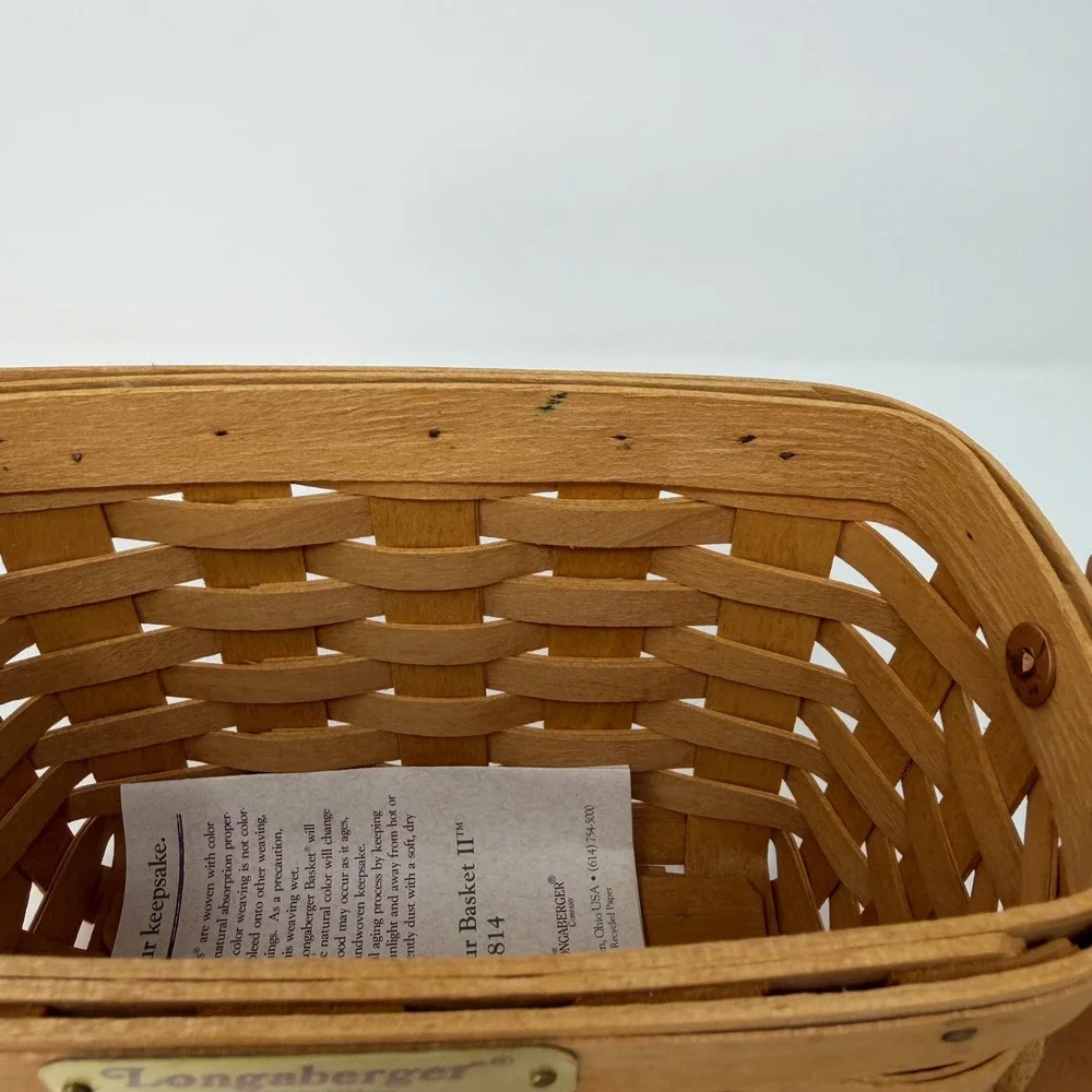 VTG Longaberger Dresden Tour Basket II 1996 w/ Lid, Liner & Tie-On Collectors